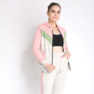 Conjunto de chándal de bloque de color personalizado para mujer al por mayor, sudadera con cremallera y pantalones para correr, ropa deportiva de invierno a la moda para gimnasio y yoga, ropa informal - Product Image 4