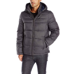 Chaqueta de hombre acolchada de calle alta para hombre de marca personalizada 100% poliéster ligero con cremallera completa gris impermeable para chaqueta de hombre de invierno - Product Image 1