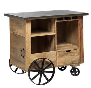 Chariot de transport industriel en fer et bois avec revêtement en poudre, idéal pour salon, entrepôt, cuisine, bar, restaurant, salle à manger, hôtel - Vente chaude - Product Image 5