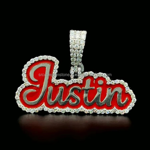 จี้เคลือบด้านบน925จี้ตัวอักษรมออิสซาไนต์เงินสเตอร์ลิงออกแบบมาเป็นเอกลักษณ์สำหรับเครื่องประดับฮิปฮอปเย็น - Product Image 2