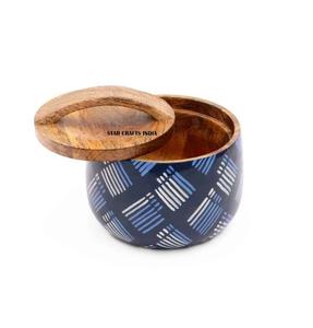 Venta caliente 2023 New Look Esmalte Mango Madera Tazón para servir Ensalada Mesa Utensilios de cocina Accesorios - Product Image 2