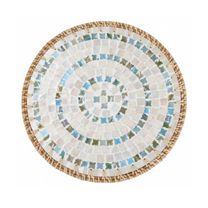 Seasonal Handicraft Mother Of Pearl <b>Placemat</b> With <b>Rattan</b> Edge, Stunning Blue MOP <b>Placemat</b> For Christmas Decor, From Vietnam - Product Image 2