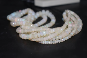 Ethiopian Natural Opal Faceted Rondelle Beads White Opal Roundel Beads Gemstone Type - Product Image 2