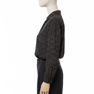 เสื้อเบลาส์ผ้าซาตินหรูหราสำหรับผู้หญิงแขนยาวผ้านุ่มเนียนนุ่มออกแบบให้มีกระดุมสำหรับฤดูใบไม้ร่วงออฟฟิศลำลองเสื้อตัวบน - Product Image 5