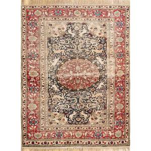 Tapis en laine noué à la main Aalam, motif médaillon rouge-orange, kilim abstrait fait main pour la maison, 9x12 rectangulaire, idéal pour adolescents, entrée et couloir - Product Image 1