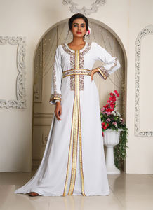 Kaftan islámico marroquí moderno para mujer Vestido de playa largo hasta el suelo con mangas largas transpirables ODM Supply - Product Image 4