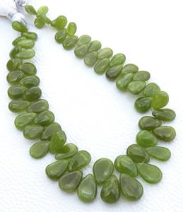 Perles de pierres précieuses en vesuvianite naturelle, forme poire, 9 pouces, lisses, polies, vertes, perles de vesuvianite en vrac pour bricolage, 7,5-12 mm - Product Image 1