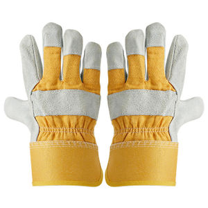 Guantes de seguridad de alta visibilidad de cuero partido De Vaca personalizados Guantes de trabajo de construcción y utilidad duraderos Agarre y protección mejorados - Product Image 1