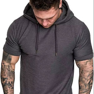 เสื้อฮู้ดดี้บุขนแกะแบบทอสำหรับผู้ชายขายส่ง & เสื้อยืด - เสื้อผ้าแห้งเร็ว ย้อมสีสำเร็จรูป โพลีเอสเตอร์/คอตตอน เสื้อออกกำลังกายโชว์กล้ามเนื้อ (5 สี) - Product Image 1