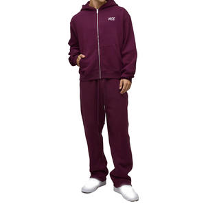 Ensemble sweat à capuche zippé et jogging en molleton de coton pour homme, coupe décontractée, survêtement streetwear avec logo personnalisé OEM - Product Image 2