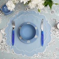 Set de table décoratif brodé en lin, tissu doux de qualité, fait main, luxe, réutilisable, style européen, logo personnalisé pour mariage familial