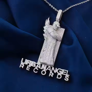 จี้เพชรมอยส์ซอไนต์1นิ้วสร้อยคอชุบทองเครื่องประดับฮิปฮอปตามสั่งสีเงิน - Product Image 4