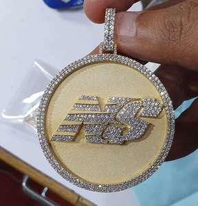 Pendentif personnalisable en argent sterling 925 avec diamant Moissanite plaqué or, motif de cercle réglable, cadeau d'anniversaire - Product Image 1