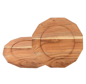 Assiettes de chargeur en bois dîner servant à la main événement fête dîner mariage élégant 13 pouces diamètre plaque de Logo personnalisé - Product Image 6