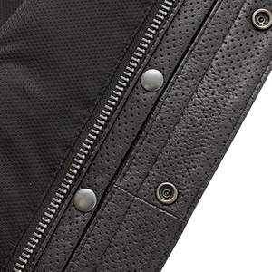 Chaleco estilo motocicleta de cuero negro perforado nueva moda para hombre-doble cierre, fabricante personalizado de cuero clásico - Product Image 5