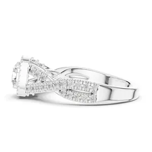Bague Halo en Diamant de Laboratoire Rond Coussin de 1,27 CT pour Femme, Clarté VVS-VS EF, Or 18KT, 14KT, 10KT et Argent 925, Rose, Jaune - Product Image 6