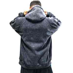 Sudadera con textura retro, lavado ácido, desteñida, cálida, de forro polar, cómoda, estilo moderno y urbano para invierno - Product Image 4