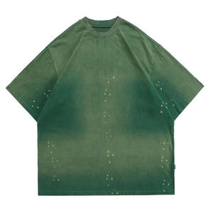 เสื้อยืดสกรีนลายกราฟิกทรงโอเวอร์ไซส์สำหรับผู้ชายผ้าฝ้ายพิมพ์โลโก้แบบโอเวอร์ไซส์สไตล์วินเทจซักได้ - Product Image 2