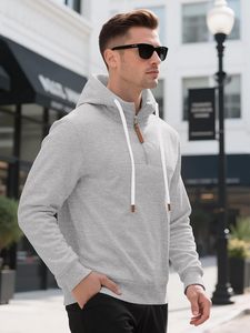 Sweat à capuche surdimensionné en coton 100% avec fermeture éclair, logo personnalisé, design OEM, broderie, taille personnalisée, écologique, en gros, demi-zip - Product Image 2