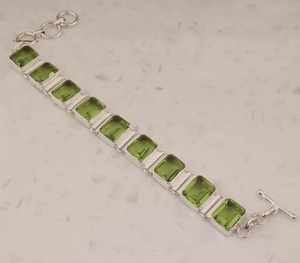 Peridot Gemstone Tennis <b>Bracelet</b> 925 Sterling <b>Silver</b> 18K Gold Plated Luxury <b>Charm</b> Jewelry GIA Certified August Birthstone Gift - Product Image 2