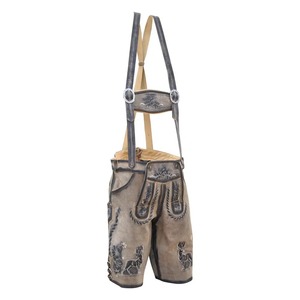 Lederhosen bavarois traditionnel personnalisé pour hommes motif solide de taille moyenne en cuir suédé de boeuf de qualité supérieure avec technique brodée - Product Image 5