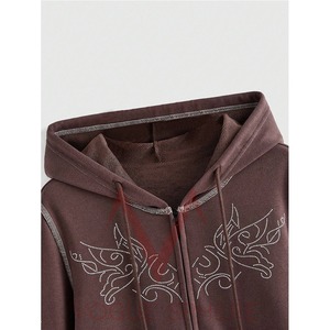 Haute Qualité Professionnel Surdimensionné Fermeture Éclair À Capuche Logo Personnalisé Impression Street Wear Strass pour Hommes Hiver Nouveau Design - Product Image 5