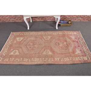 Alfombra Vintage de 3.2x6.1 pies, Alfombra Turca Abstracta Roja de Lana - Product Image 3