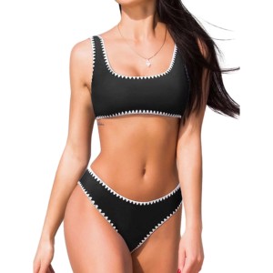 Maillot de bain pour femmes 2 pièces ensemble de bikini de couleur unie personnalisé sous-vêtements pour femmes maillots de bain maillot de bain d'été fabriqué au Pakistan vente en ligne - Product Image 6