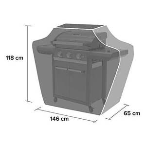 Housse de barbecue classique L à 3 brûleurs noire 146x65x118cm 2000037296 Accessoires de barbecue haut de gamme - Product Image 3