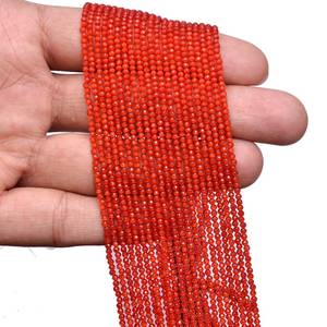 หิน monalisa สีแดง2มม.-2.5มม. ลูกปัดกลมเหลี่ยมเพชรพลอยขนาด13นิ้วอัญมณีกึ่งมีค่าลูกปัดหลวมสำหรับทำเครื่องประดับ - Product Image 6