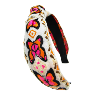 Floral Embroidered Headband Linen Turban Cute <b>Flower</b> Garden Embroidery Hairband Vintage <b>Hair</b> Accessories OEM Made in Vietnam - Product Image 1