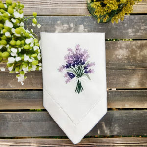 Serviettes de table en coton brodées sur mesure en gros, couleur lavande, serviettes de table en tissu à ourlet festonné, pour la maison, l'hôtel, les vacances - Product Image 2