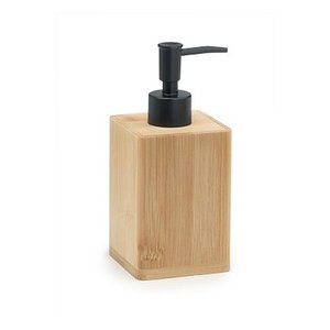 BONNIE Distributeur de savon liquide en bambou noir naturel BN80 41 Gedy avec support et bouteille rechargeable pour salle de bain 7.4x7.4x16.8cm - Product Image 1