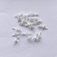 Boucles d'oreilles clous rondes en argent sterling 925 de 5 mm, avec monture vide pour fleurs, apprêts dorés, fabrication standard, Inde, Alibaba