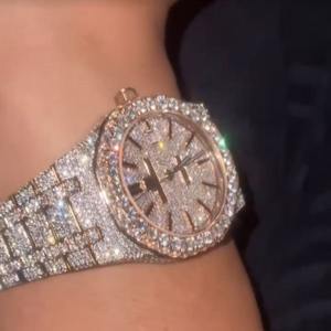 Montre de luxe sportive sertie de pierres pour hommes et femmes, automatique, mécanique, avec moissanite VVS couleur D, montre-bracelet personnalisée de créateur hip-hop - Product Image 5