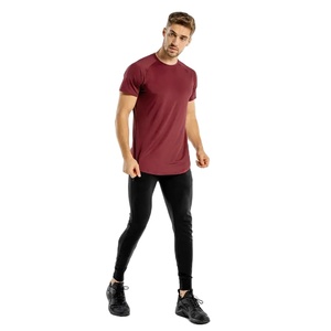 Venta al por mayor de calidad superior de los hombres gimnasio correr deportes camiseta logotipo personalizado estilo béisbol sólido manga corta de punto 100% poliéster - Product Image 1