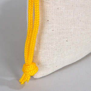 Organic Cotton 4 W X 5 H Yellow <b>Drawstring</b> Fabric <b>Pouch</b> with Embroidered Logo Reusable for Craft Packaging and Promotion - Product Image 6