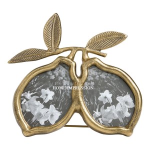 กรอบรูปทองเหลืองวินเทจเคลือบทองเป็นมิตรกับสิ่งแวดล้อมทนทานปรับแต่งได้สำหรับงานแต่งงานดีไซน์รูปใบไม้บนโต๊ะ - Product Image 1