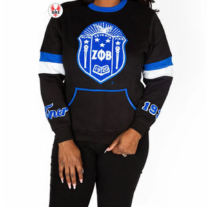 Sudadera con capucha azul Zeta Phi Beta con algodón suave y letras de chenilla para miembros de la Hermandad Ropa griega unisex con estilo - Product Image 1