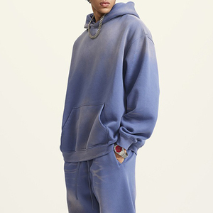 Pull-over à capuche durable avec logo personnalisé de couleur unie pour hommes, tenue décontractée légère personnalisable, sweats à capuche sunfaded pour hommes - Product Image 2