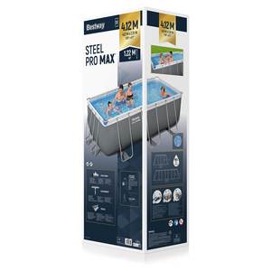 Pour piscine Bestway avec pompe filtrante (412x201x122cm) pour 3-4 personnes POWER STEEL Gris 56456 pour une expérience piscinale optimale - Product Image 2