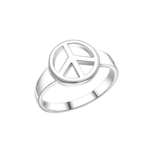 Bague de luxe au design classique avec signe de la paix, en argent sterling 925, style bohème, délicate, minimaliste, pour fiançailles, mariage, bijoux pour femmes - Product Image 1