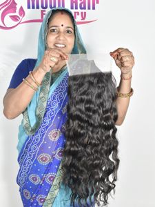 Bon produit Temple indien Cheveux humains aspect naturel fermeture ondulés doux soyeux Machine Double trame vendeur Extensions non traitées - Product Image 5