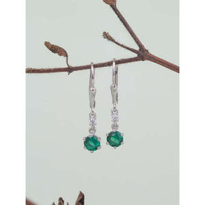 Pendientes colgantes de esmeralda de Plata de Ley 925 para mujer, accesorio de moda - Product Image 3