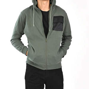 เสื้อฮู้ดซิปสำหรับผู้ชาย สีพื้น ผ้าฝ้าย 100% ระบายอากาศได้ดี เหมาะสำหรับฤดูหนาว สไตล์ลำลอง สตรีทแวร์ เสื้อฮู้ดแบบซิป - Product Image 4