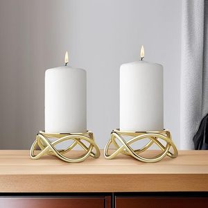 Nouveauté : Porte-bougie moderne en métal, fait main, unique, pour décoration de centre de table de mariage ou de fête - Product Image 3