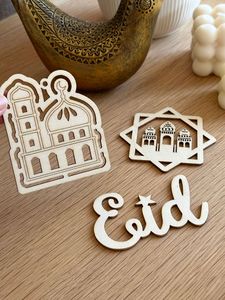 Etiquetas Decorativas de Madera para Regalos de Eid Mubarak con Grabado Floral para un Estilo Rústico de Regalos Festivos - Product Image 4