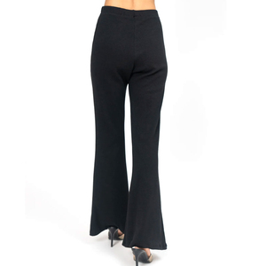 Logo personnalisé d'usine en gros pantalon évasé pour femmes nouveau design respirant de haute qualité vêtements décontractés pour femmes pantalon de couleur noire - Product Image 4