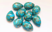 Turquoise Cuivre Bleu Naturel, Cabochon à Finition Plate Forme Poire, pour la Fabrication de Bijoux, Toutes Tailles, pour Créer des Bagues DIY, Pierre de Naissance à Changement de Couleur