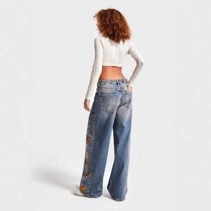 Jeans holgados de cintura alta europeos y americanos, pantalones vaqueros de cintura alta bordados a la moda para mujer. - Product Image 6